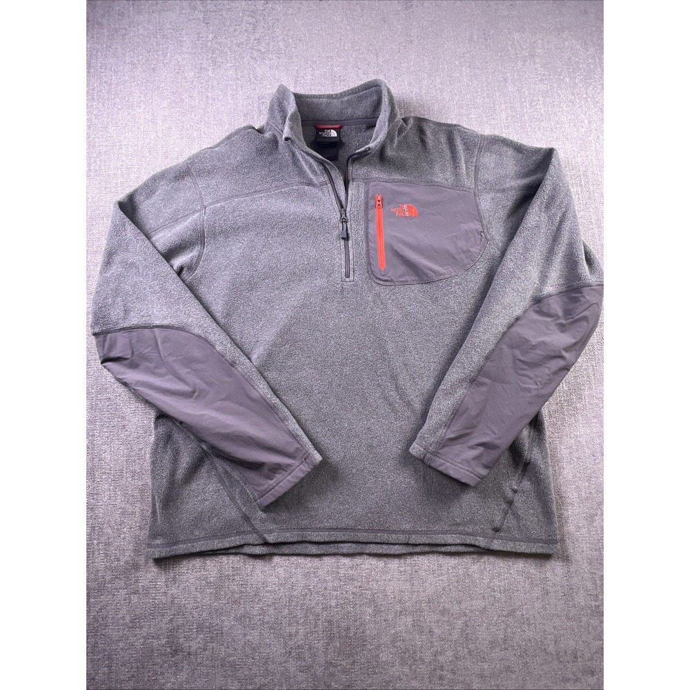 The North Face Fleece 1/4 Zip Men's L Gray Lightweight Chest Pocket Hiking Logo